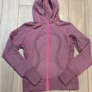 lululemon athletica Marled Plum Zip Hoodie with Pink Accents